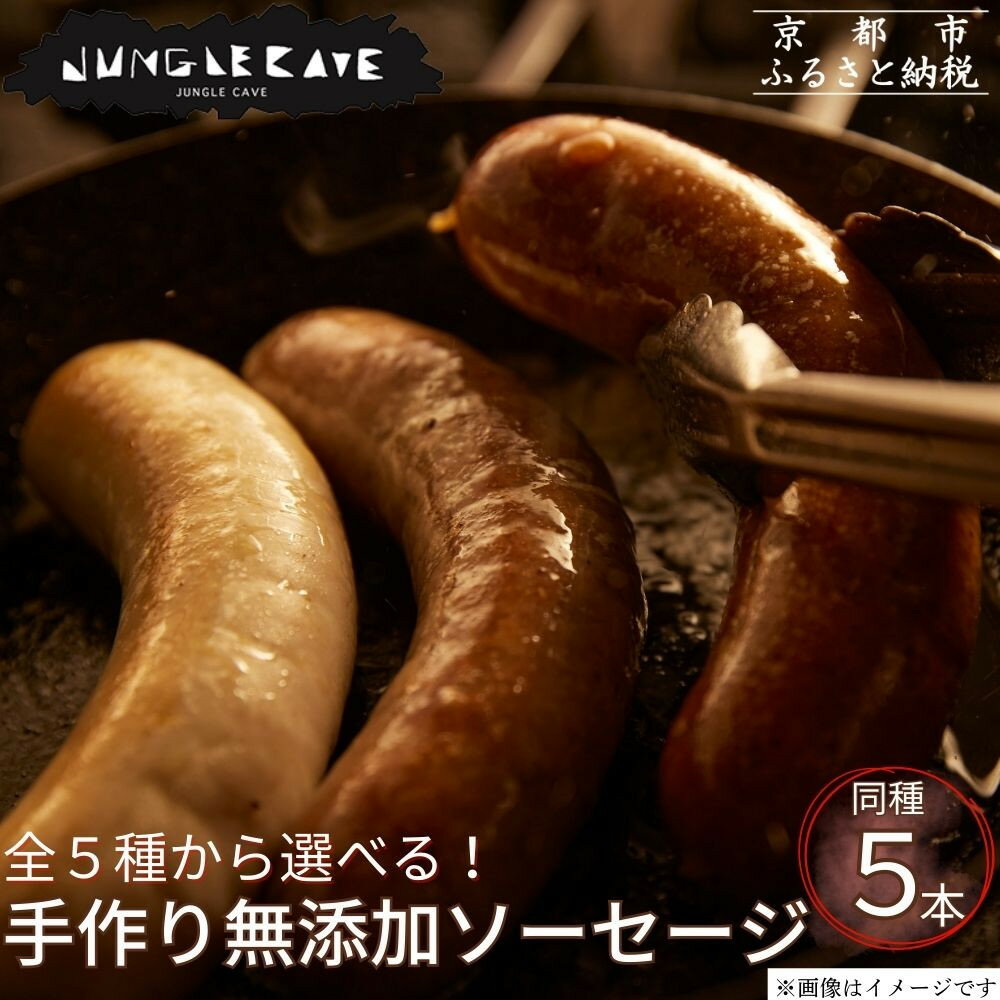 【ふるさと納税】【ジャングルケイブ】肉感たっぷり 手作り無添加ソーセージ5本×約100g 選べる種類｜京都 御所南 ソーセージとお肉の店 人気セット | 手作り無添加ソーセージ 肉肉しい おいしい グルメ 人気 おすすめ ギフト プレゼント お取り寄せ 通販 送料無料