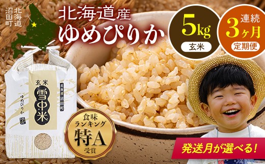 
                  令和8年産 【定期便3ヶ月】 特Aランク米 ゆめぴりか 玄米 5kg（5kg×1袋）【発送月が選べる】雪冷気 籾貯蔵 雪中米 北海道 nr-1922var
                