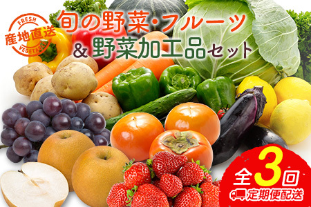 産地直送！旬の野菜・フルーツ＆野菜加工品 セット 3か月定期便 おまかせ 詰合せ 宮崎県新富町産【E215】