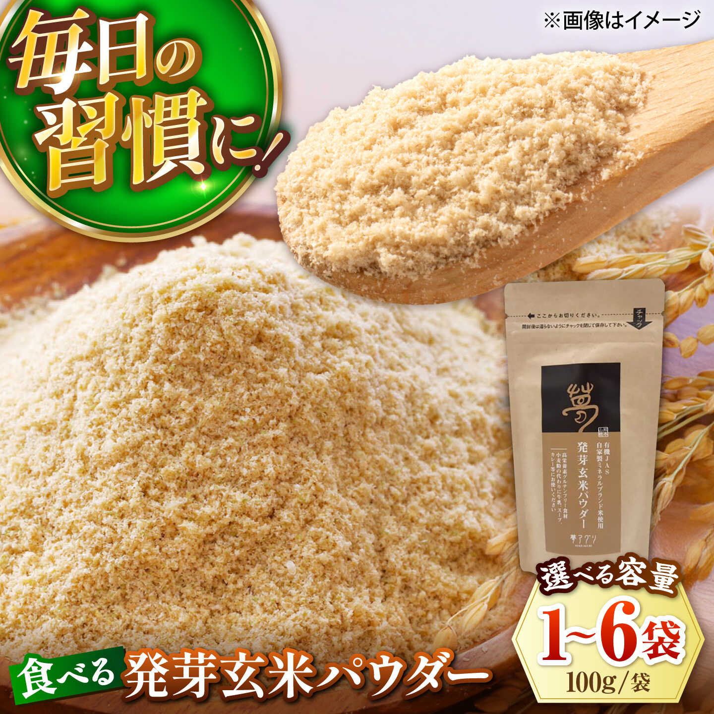 【ふるさと納税】〈選べる容量〉発芽玄米パウダー100g×1袋 or 3袋 or 6袋【株式会社 夢アグリ】[ZCL010]