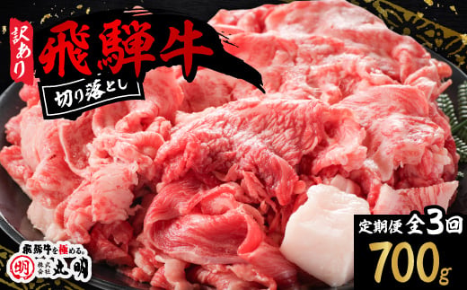 
                  ＜毎月定期便＞＜訳あり＞飛騨牛　切り落とし(コマ切れ)700g全3回【4088450】
                