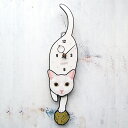 【ふるさと納税】白猫(黄目)-猫の振り子時計 C-CC-063A