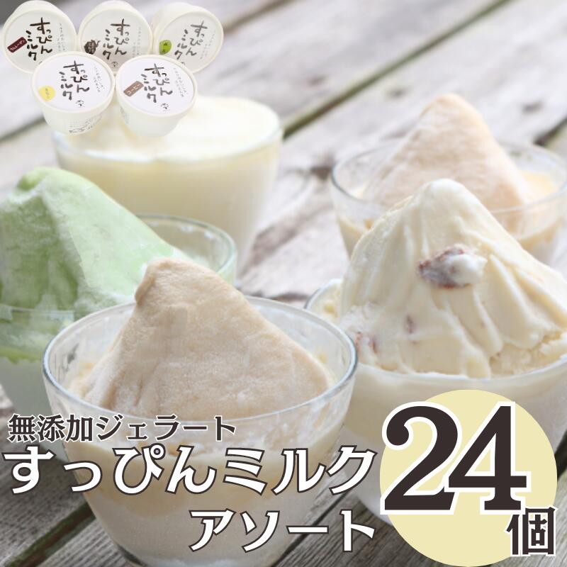 【ふるさと納税】 無添加ジェラート すっぴんミルク アソート 5種 24個 アイス ジェラート ミルク 抹茶 きなこ ラムレーズン コーヒー 無添加 保存料 安定剤 不使用 デザート スイーツ お菓子 ギフト プレゼント 送料無料 千葉県 銚子市 YAMAJIYA