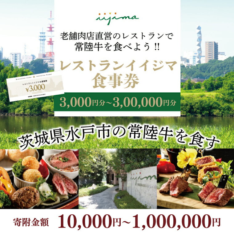 【ふるさと納税】【選べる金額】 レストラン 食事券 水戸 茨城県 創業45年 レストランイイジマ 常陸牛 ディナー ランチ クーポン 和牛 優待券 お食事券 体験 洋食 夫婦 返礼品 敬老の日 ギフト 故郷納税 お祝い（DU-121）
