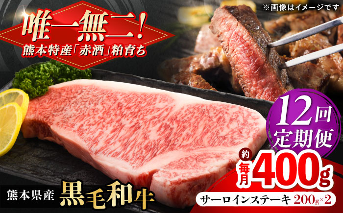 
                  【全12回定期便】熊本県産 『原田畜産』 黒毛和牛 サーロイン ステーキ 計約400g（約200g×2枚） / 熊本 牛肉 黒毛和牛 和牛 お肉 焼肉 BBQ  冷凍 サーロイン さーろいん ステーキ すてーき 国産 熊本県 合志市【有限会社 九州食肉産業】 [AYCN053]
                