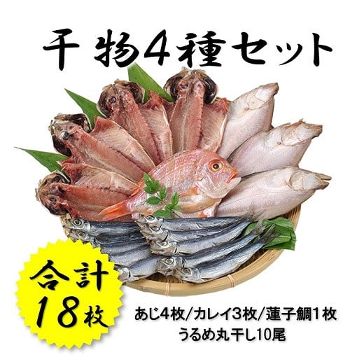 
            干物 山口県産 干物セット 4種 アジ開き カレイ 連子鯛 うるめ丸干し 詰合せ 新鮮 YA-9
          