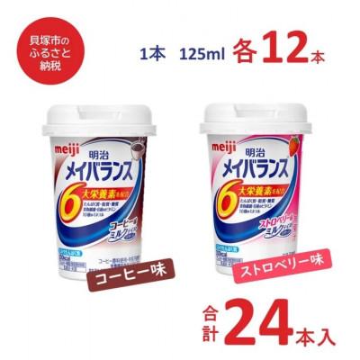 ふるさと納税 貝塚市 明治のメイバランス　コーヒー味 ・ストロベリー味　125ml　12本×2種類(24本)