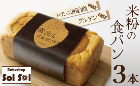 グルテンフリー 米粉食パン 窯出しコシヒカリ 3本 H083-024