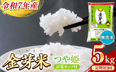 BG無洗米・金芽米つや姫 5kg×3ヵ月 定期便 [毎月] 計量カップ付き 令和7年産 時短 健康 特別栽培米 うまみ 甘み 栄養 おいしい 粒ぞろい ふっくら ビタミン ミネラル 島根県 安来市