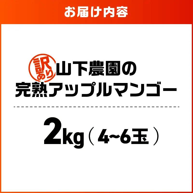 【 2027年 先行予約 】【 訳あり 】 甘い香り の 贈り物 ！ 山下農園 の 完熟アップルマンゴー 2kg（ 4～6玉 ） W063-004-02 わけあり 期間限定 果物 マンゴー