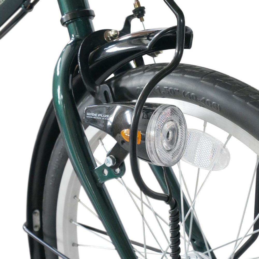 ノーパンク 折りたたみ自転車 20インチ VELETA【ブラック】SHIMANO6段変速 前カゴ・LEDライト付 空気入れ不要 パンクしない　武田産業 ｜フォールディングバイク 人気返礼品_イメージ5