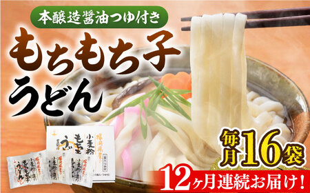 【全12回定期便】もちもち子 うどん 16食[VAI069]うどん 麺
