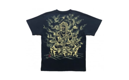 手描きTシャツ 仏画 不動明王 黒 (半袖 Lサイズ)【1614985】