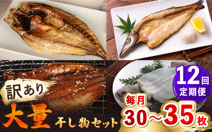 【全12回定期便】【訳あり】大量干し物セット《壱岐市》【馬渡水産】訳あり 訳アリ あじ アジ いわし イワシ かます カマス いか イカ さば サバ 鯵 鰯 鯖 干物 ひもの 干物セット 冷凍配送 [JAQ023]