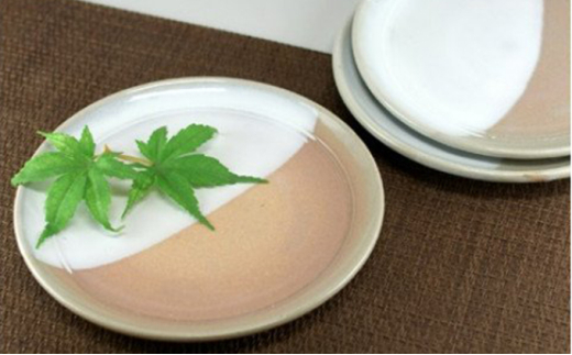 萩焼 掛分け平丸皿 1客