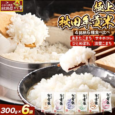 ふるさと納税 秋田県 米 極上秋田年貢米食べ比べセット 2合(300g)×6袋|25_jst-010601