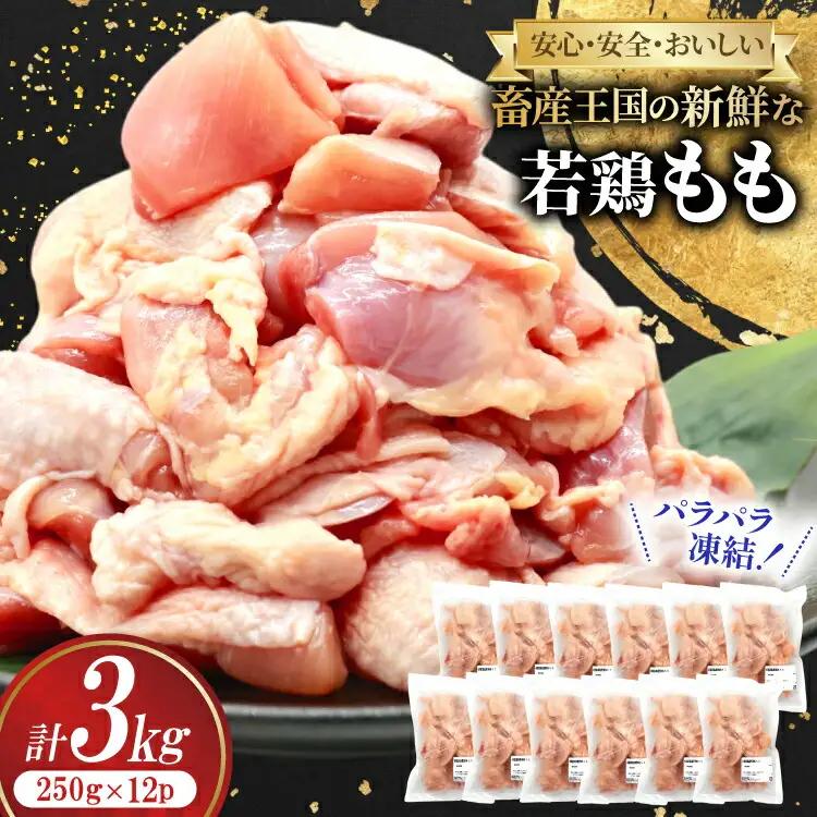鶏肉 もも肉 カット 250g 12袋 計3kg 鶏肉