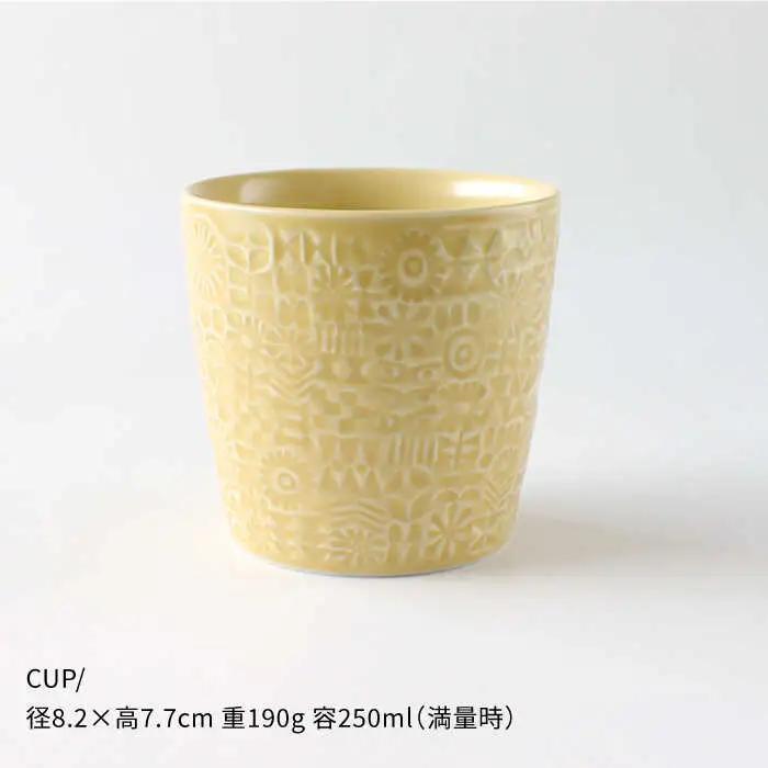 【波佐見焼】PATTERNED シリーズ yellow 4点セット 食器 皿 【BIRDS’ WORDS】 [CF017] 波佐見焼