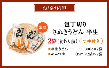 【ゆうパケット】包丁切りさぬきうどん 半生 300g×2袋（つゆ付き） | うどん つゆ だし セット おすすめ 人気 名物 料理 出汁セット グルメ うどんセット 半生うどん ギフト 小分け 出汁付