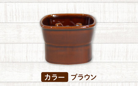 美濃焼　陶器製ペット用フードボウル【早食い防止 高台フードボウル(大/ブラウン)pet111】【1427443】