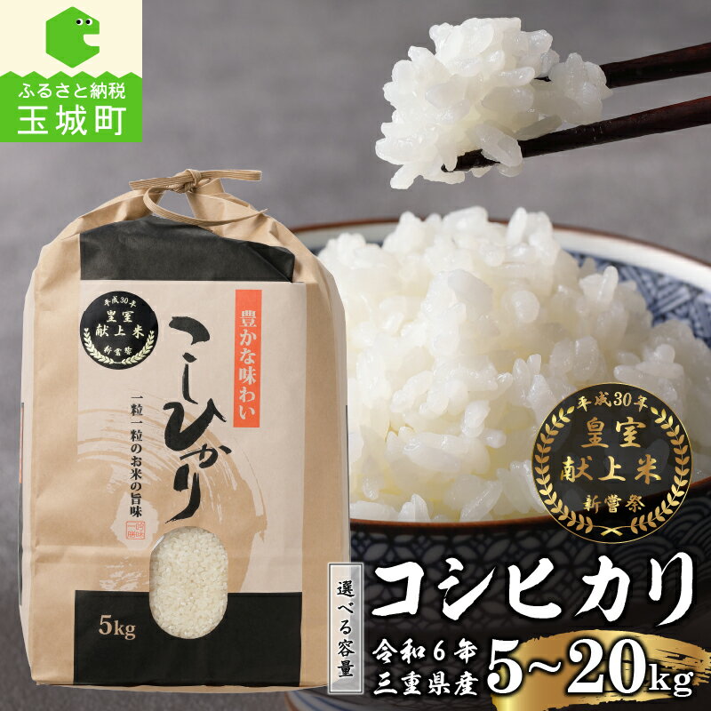 【ふるさと納税】 新米 コシヒカリ 白米 お米 令和6年 三重県産 5kg 10kg 20kg 贈答 ギフト 新嘗祭皇室献上米農家 米 ご飯 三重県 玉城町 玉城ふれあい農園
