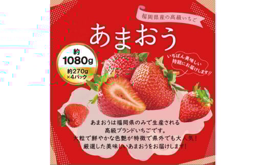 【先行予約】【全2回定期便】あまおう いちご 1,080g (約270g×4パック 【2026年1月中旬以降順次発送】 糸島市 / 株式会社HSP-テクノ グランデ 等級 福岡県産 [AZL005]