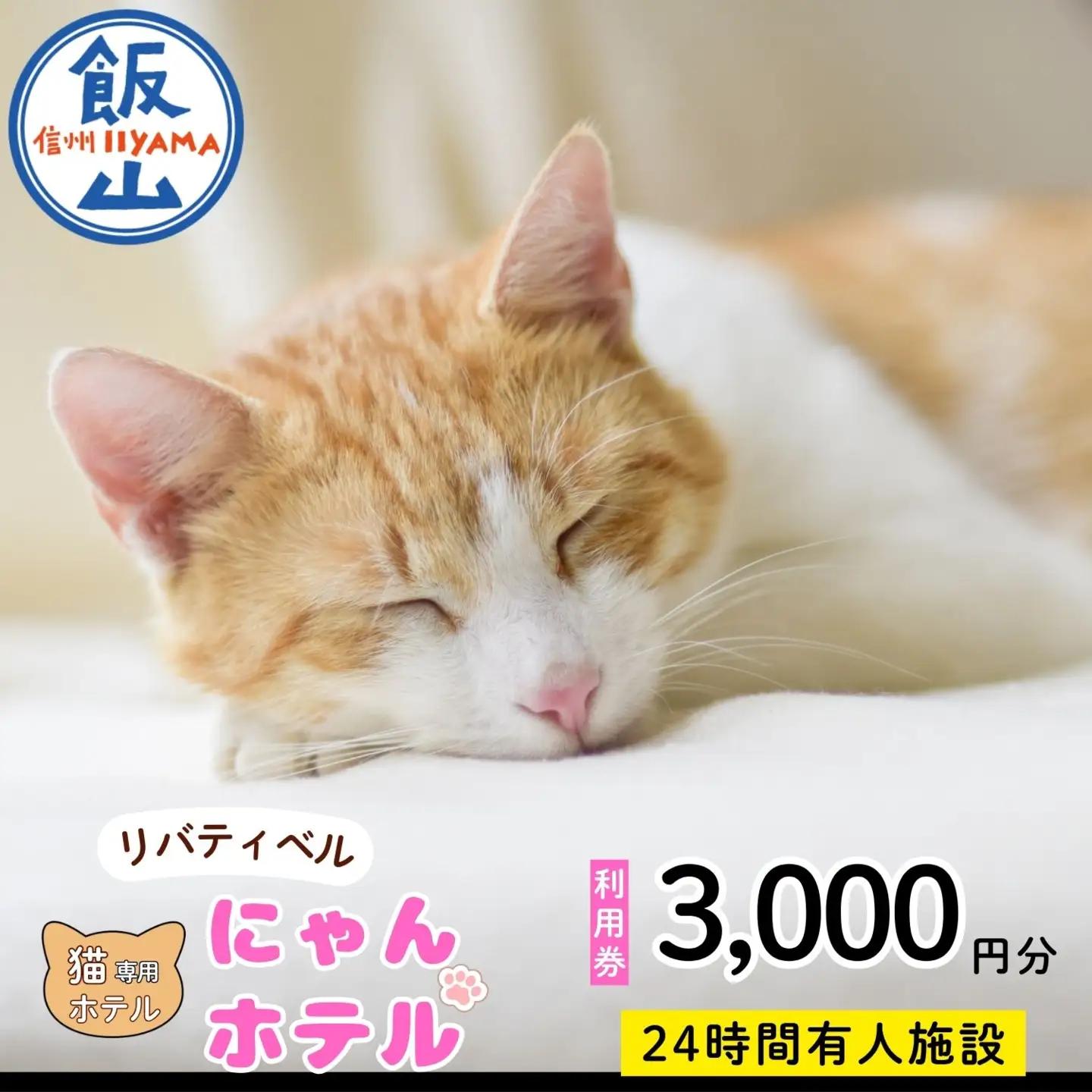 【長野県飯山市】にゃんほてる（猫専用ペットホテル） リバティベル 利用券3,000円分（T-17） 