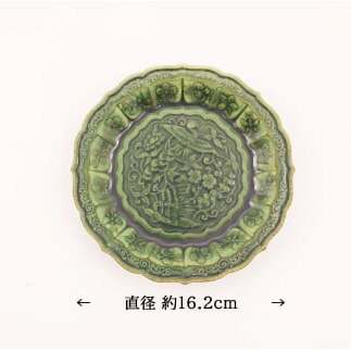 有田焼 織部釉花鳥彫五寸皿 2枚 セット【深海三龍堂】和食器 和風 お皿 小皿 銘々皿 取り皿 菓子皿 趣き おもてなし 高級感 陶磁器 A30-566_イメージ5