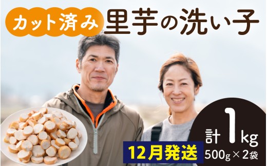 【先行予約】【12月発送】皮むきいらず、煮っ転がしに最適！上庄の里芋の洗い子 1kg【カット冷凍】