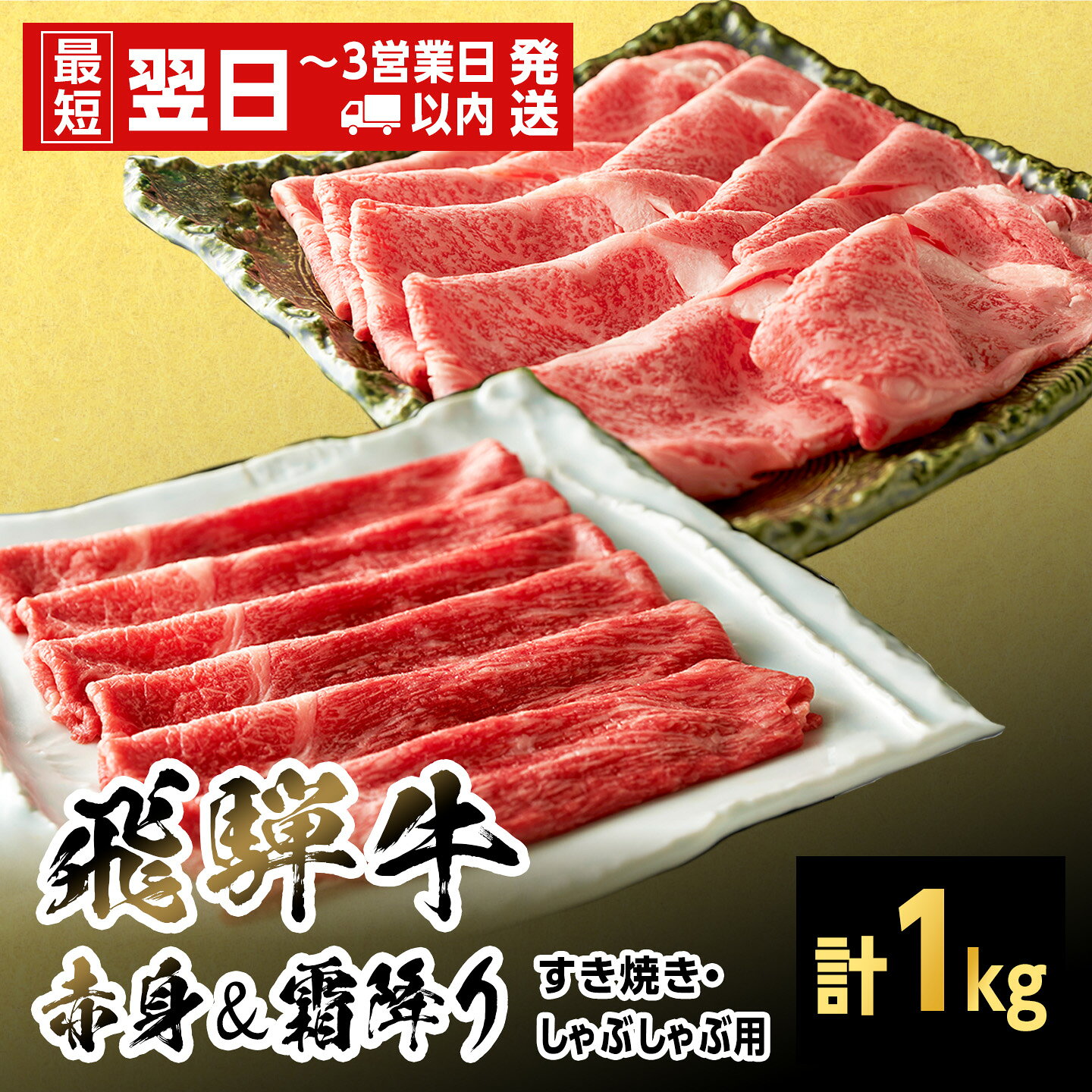 【ふるさと納税】【発送時期が選べる】飛騨牛 赤身＆霜降り2種セット (すきしゃぶ用) 計1kg 岐阜県産 黒毛和牛 すき焼き しゃぶしゃぶ 霜降り 赤身 牛肉 和牛 国産 お取り寄せ ごちそう 自宅用 大容量 もも カタ ロース 肩ロース 東白川村 岐阜 鍋 養老ミート 最短発送