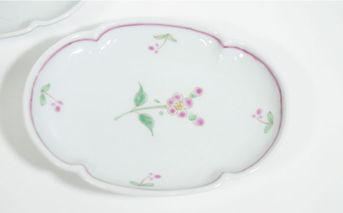 【波佐見焼】一つ花 木瓜型 小皿 ペアセット【藍水】 [GB40]