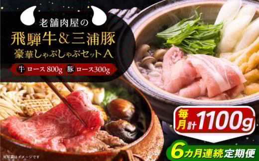 【6回定期便】 牛肉 飛騨牛ロース800g 三浦豚ロース300g 各種類1パック 豪華しゃぶしゃぶセットA 和牛 国産 霜降り 肉 にく 牛肉 国産 和牛 高級肉 産地直送 贈答用 ギフト ブランド牛 岐阜県 希少部位 岐阜県産 人気 お取り寄せ / 恵那市 / 岩島屋 [AUAJ046]