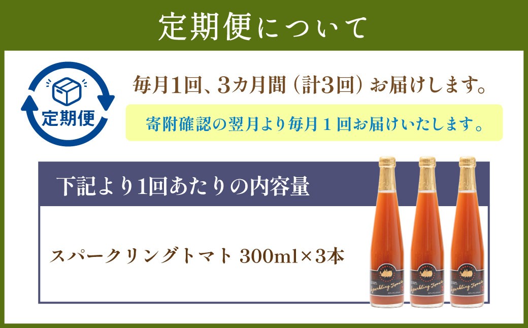 【3回定期便】 北海道サイダー スパークリングトマト 3本セット×3回 計9本