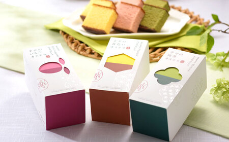 幸せのカステラ0.3号 3種セット（プレーン・いちご・抹茶）[OBS013]