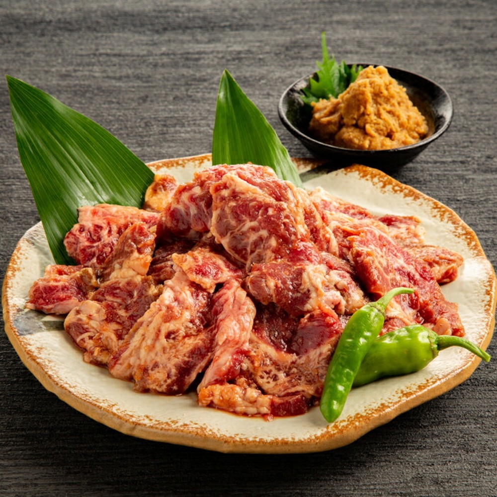 21-62 【お中元】牛中落ちカルビ「秘伝の味付け」600g+山わさび醤油漬付