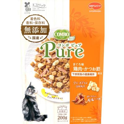 ふるさと納税 袋井市 【キャットフード】日本ペットフード　コンボ ピュアドライまぐろ味・鶏肉・かつお節添え 200g×12