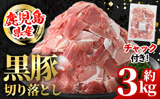 i999 鹿児島県産 黒豚 切り落とし (計約3kg・約600g×5パック)【スターゼン】