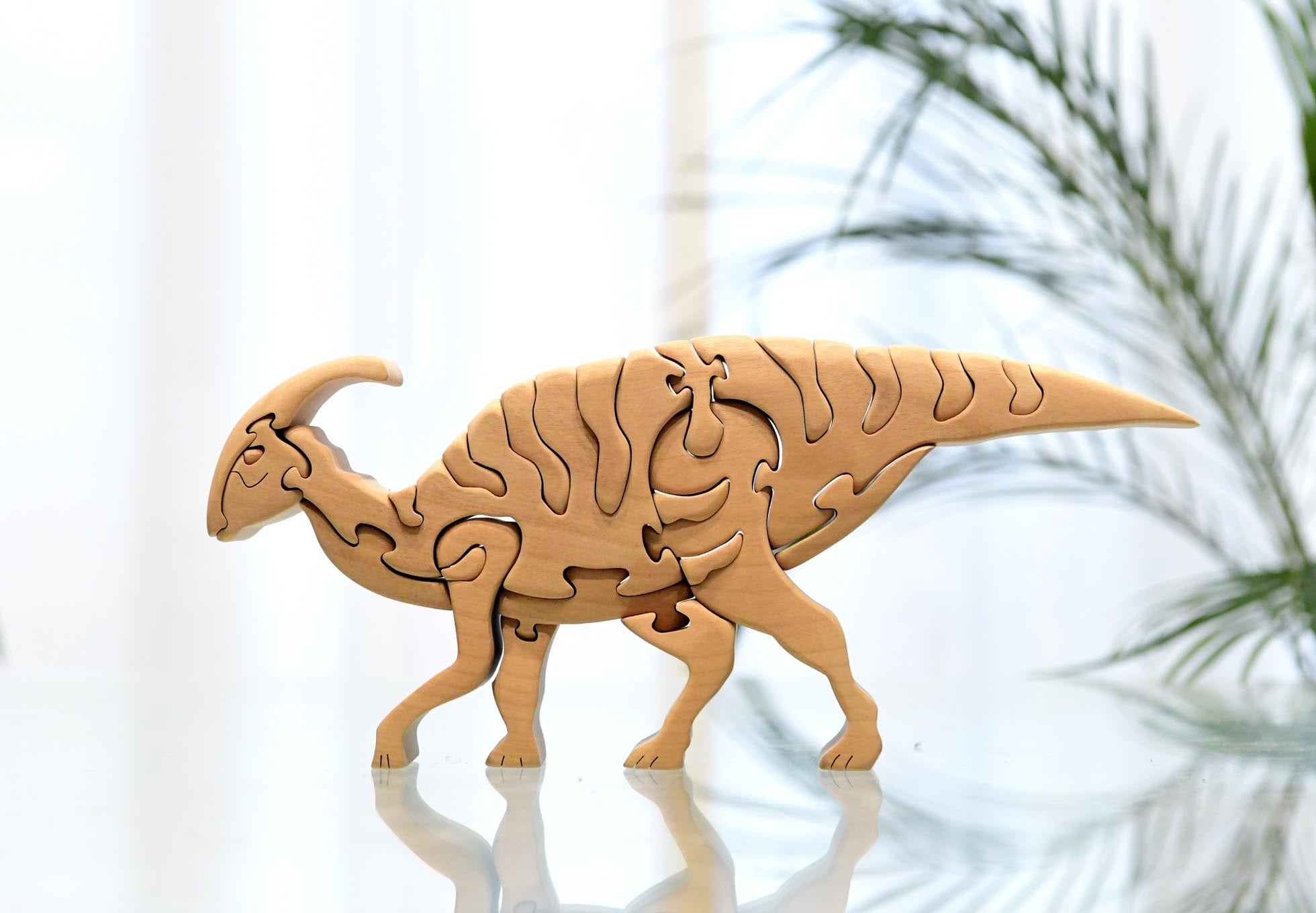 
パラサウロロフス　恐竜　かわいい　木製パズル　知育　玩具　プレゼント
