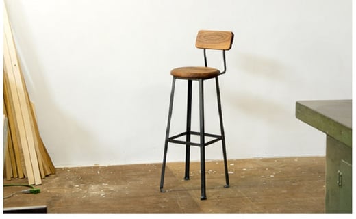 
            カウンターチェア(SEAT300)木材：ホワイトオーク材×フレーム：2液ウレタン塗装　艶消し黒 アンティーク風インダストリアルアイアン
          