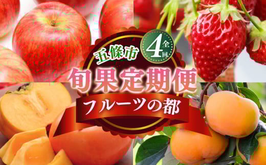 【 定期便 4 回 】 フルーツ の 都 五條市 を 代表 する 果物 定期便 ～ 季節 の 果物 ～  | 奈良 フルーツ 定期便 果物 くだもの りんご 林檎 たねなし かき 種無し JAL ファーストクラス 採用 富有柿 いちご 苺 奈良県 五條市 一押し 定期 果実 種なし カキ イチゴ ふじりんご 古都華 食べ比べ おいしい あまい 厳選 セレクト こだわり おすすめ