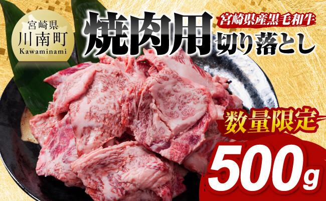 
                  【数量限定】宮崎県産黒毛和牛　焼肉用切り落とし500g 【 牛肉 国産 宮崎県産 宮崎牛 BBQ 】
                