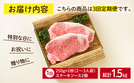 【3回定期便】 長崎和牛 サーロインステーキ 250g×2枚 長与町/ワタナベ商店[ECT010]