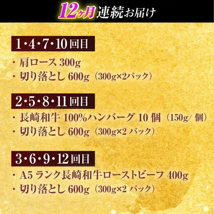 【全12回定期便】長崎和牛 切り落とし＋人気部位 セット 総計約16kg[OCD023]