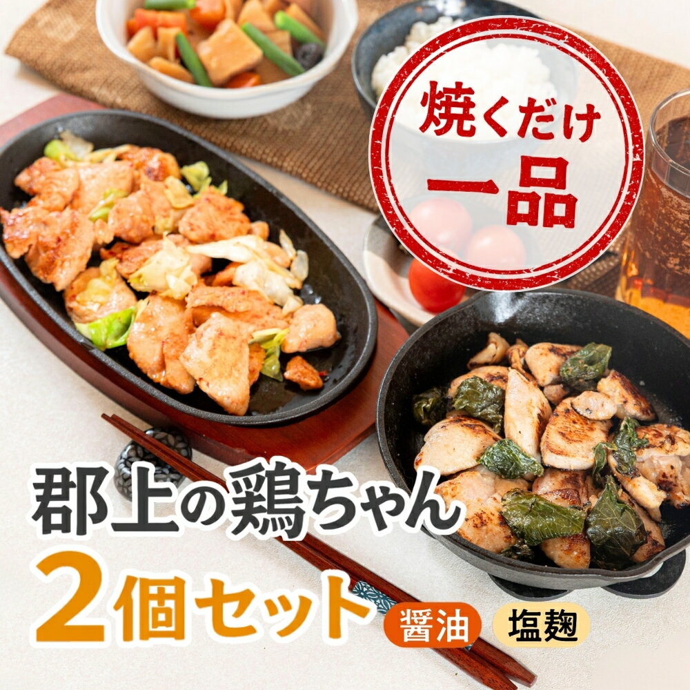 【ふるさと納税】郡上鶏ちゃん2袋セット 味付け肉 もも 胸 醤油 塩麹 食品 精肉 肉加工品 鶏肉 セット 詰め合わせ わさび ワサビ 山葵 8000円