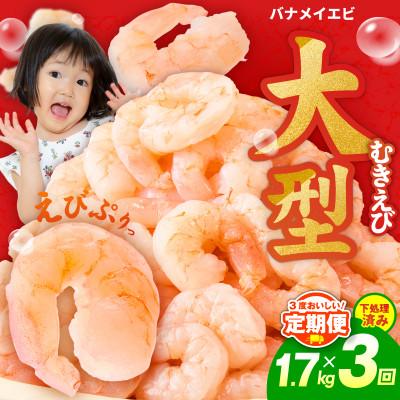 ふるさと納税 泉佐野市 【毎月定期便】むきえび 大型 5Lサイズ 1.7kg×全3回
