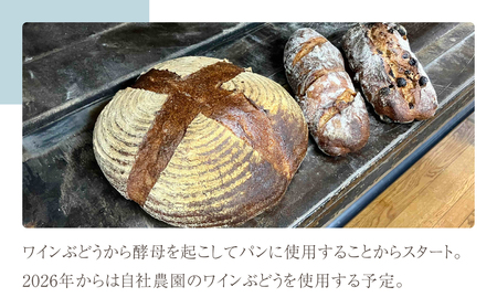 【コミュニティcafe まる屋】自家製ワインぶどう酵母のパン3点セット（カンパーニュ、クルミ＆レーズンパン、いちじくパン　各1個）