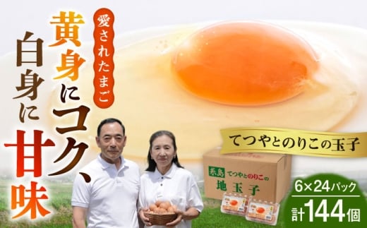 【年内発送】てつやとのりこの 玉子 ( 6個入 × 24P ) 【 144個 小分け 】《糸島》【板垣ファーム】[AWD004]