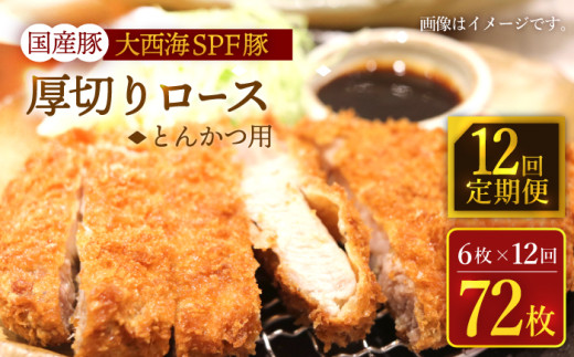 【12回定期便】大西海SPF豚 国産豚 厚切りロース とんかつ用 計900g（6枚） 訳あり ＜大西海ファーム＞ [CEK177]