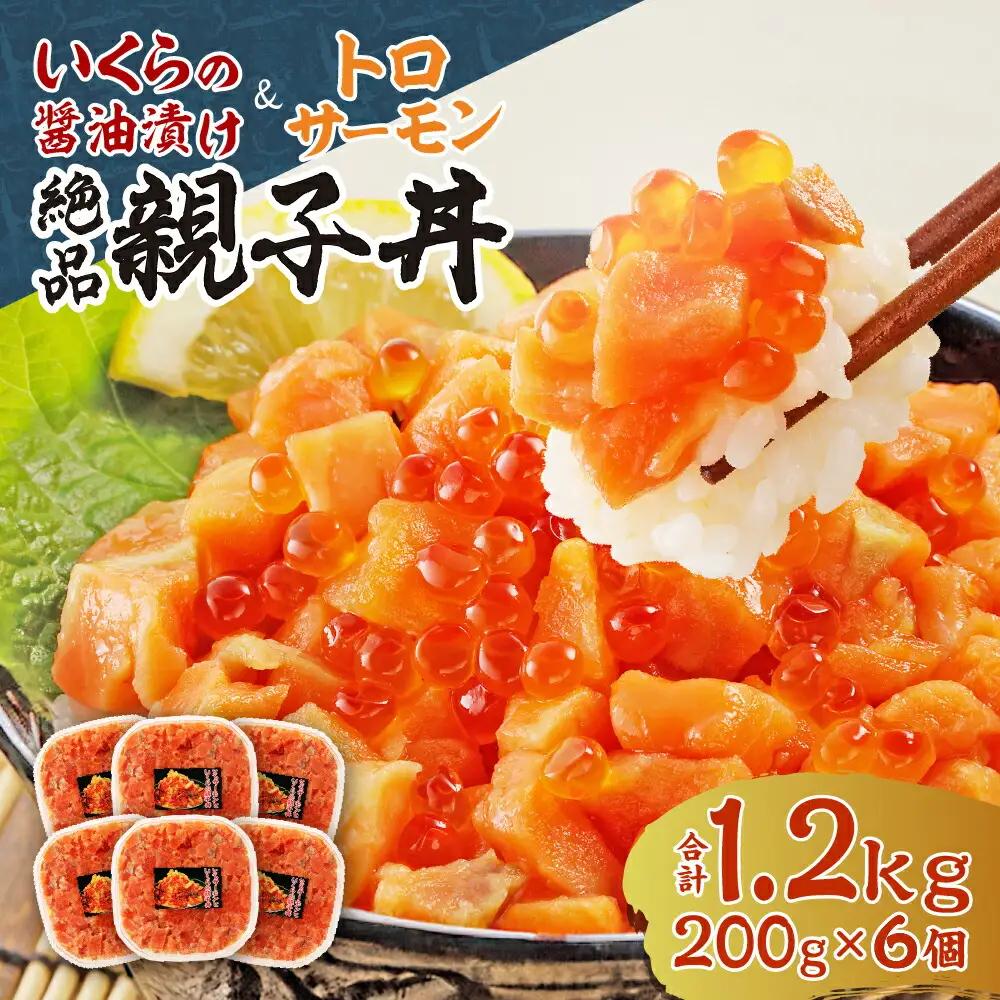 北海道産いくら醤油漬け（鮭卵）とトロサーモンの絶品！親子丼セット1.2kg（200ｇ×６個）