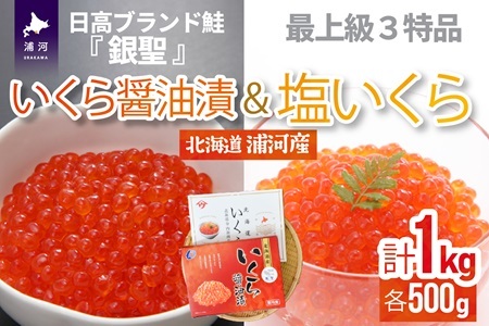 銀聖いくら醤油漬(500g)と塩いくら(500g)セット[02-046]